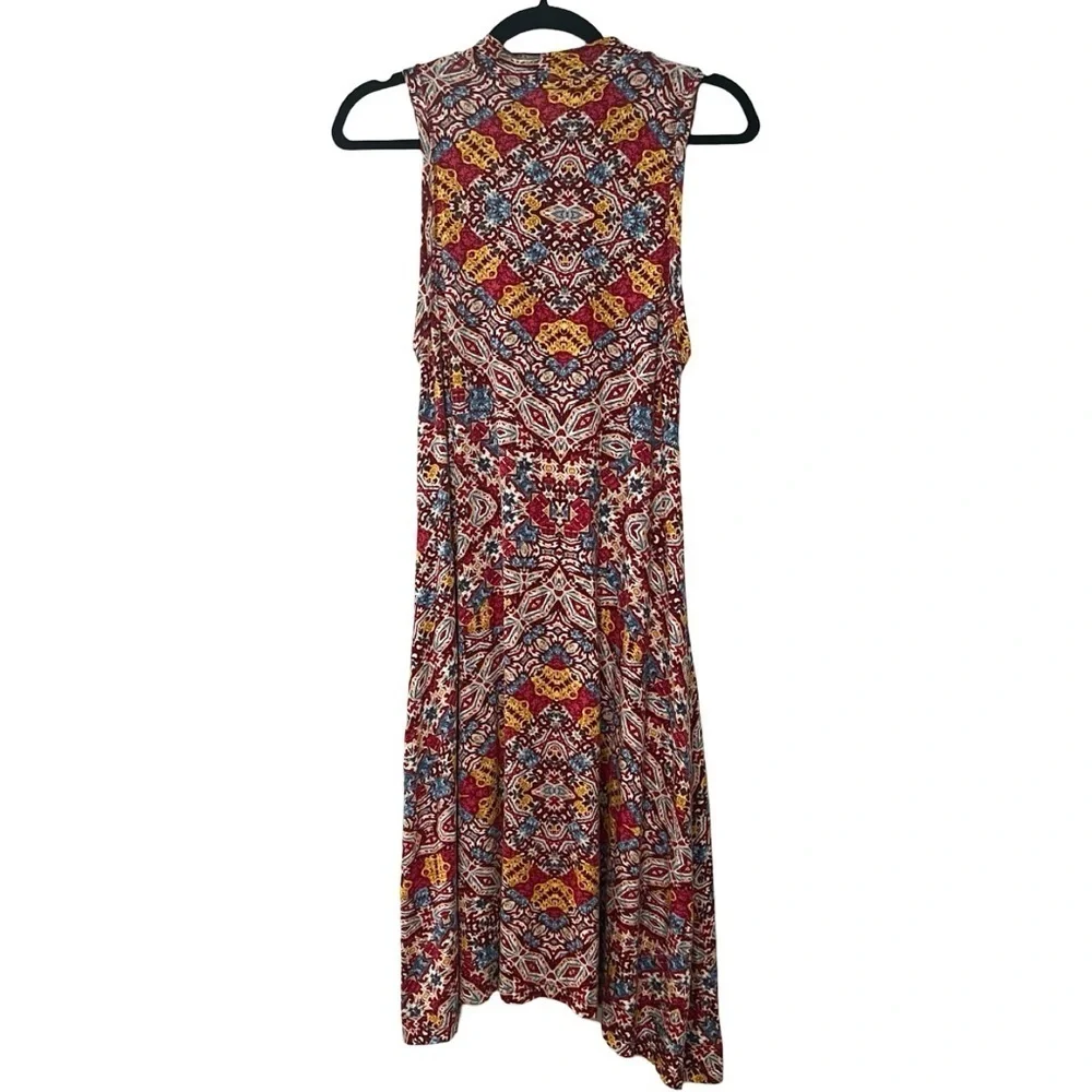 ANTHROPOLOGIE MAEVE Printed Cowl Neck Sleeveless Red Dress Sz S - Picture 2 of 5